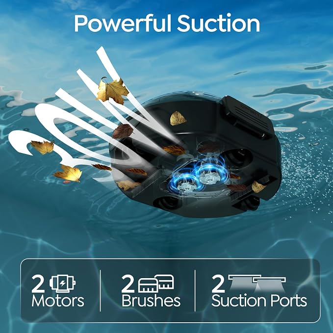 S2 Pool Vacuum Robot for Above Ground Pools, Cordless Operation, 80-Min Runtime, Coverage up to 766 sq ft, Efficient Cleaning Performance, Self-Parking and Easy Maintenance(Obsidian Cyan)