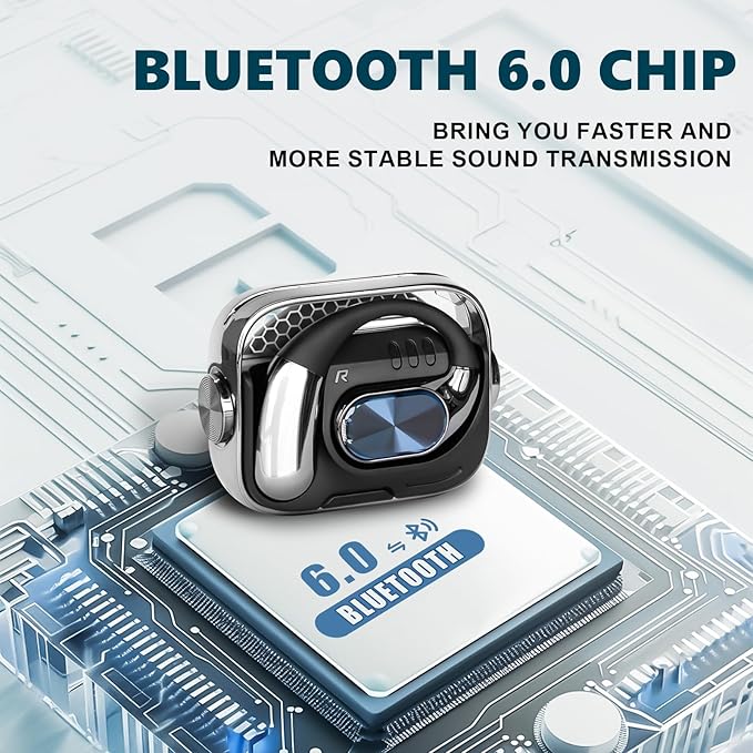 Open Ear Earbuds,Open Ear Headphones Wireless Bluetooth 6.0,Powerful Sound,60H Playtime,IPX5 Waterproof,Rotatable Design,Sport Earbuds for Running & Fitness
