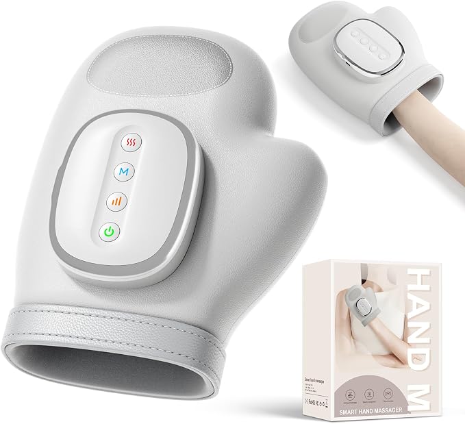AIRSEE Hand Massager with Heat and Compression for Arthritis Carpal Tunnel Relief, 3 Massage Modes 3 Heating Levels 5 Intensities, Cordless Rechargeable Portable Pain Relief, Gift for Women Men