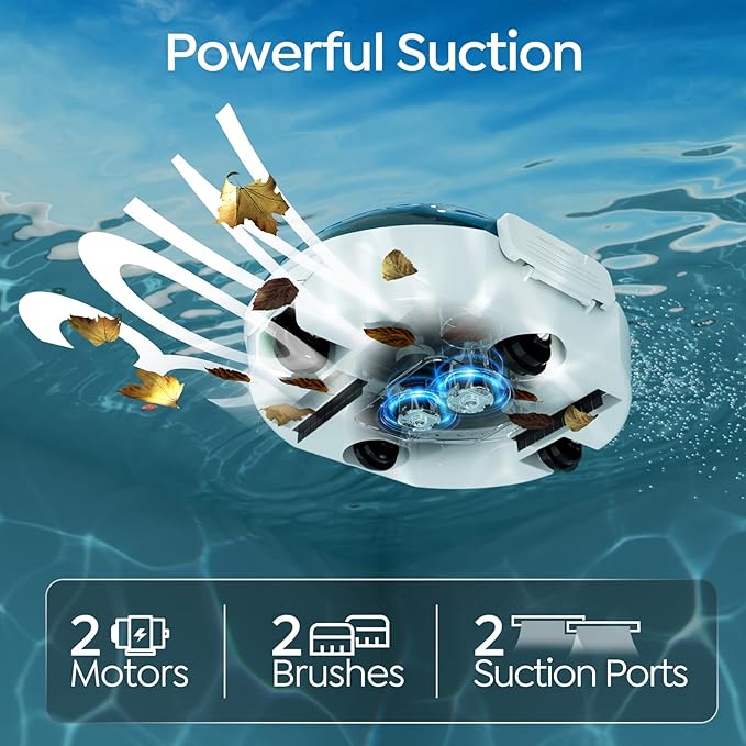 S2 Robotic Pool Cleaner for Above Ground Pools, Efficient Coverage for Small to Medium Pools, Dual-Layer Filtration, 90-Min Cleaning Support, Self-Parking, Easy Maintenance (Sky Blue)