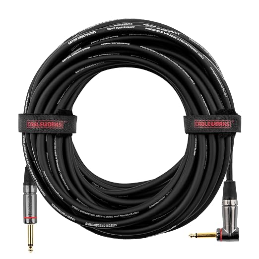 Cableworks By Gator Cases Headliner Series Premium 10 Ft Straight to Right Angle Guitar Instrument Cable (GCWH-INS-10RA)