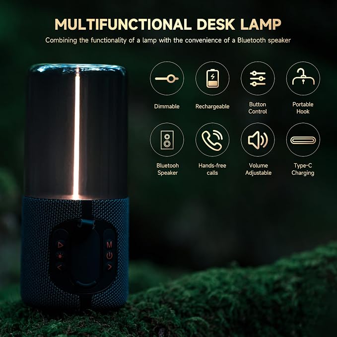 AUGE LIGHT Bluetooth Speaker Lamp, Wireless Bluetooth Speaker with Minimalist Table Lamp, TF-Card Input, Bluetooth 5.3, TWS Paring, for Home Party