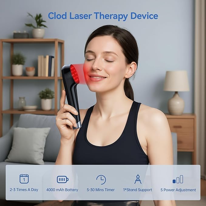 Handheld Red Light Therapy with Stand-Near Infrared Light Therapy Device, Cold Therapy Device Pain Relief for Joints & Muscles (4 x 808nm + 14 x 650nm)