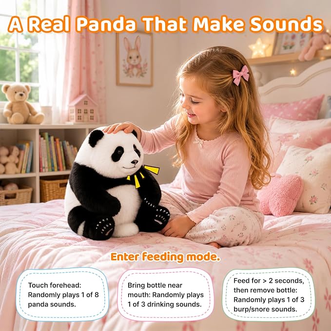 Golabs PT2 Plush AI Robot Panda Toy for Kids 3+,Interactive Companion Pet w/ 64 Languages, APP w/ 10 Roles Powered by GPT-4o, Voice & Touch Interaction, Screen-Free Educational Smart Gift for Boy Girl