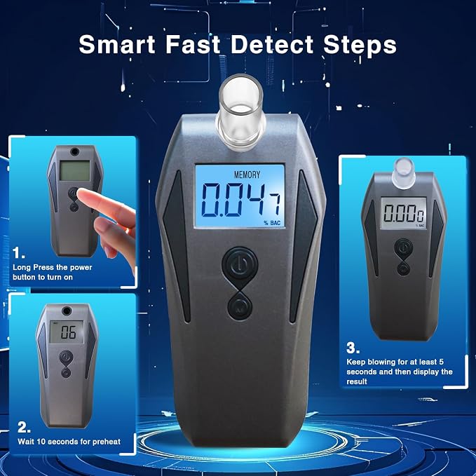 Professional Alcohol Breathalyzer Tester, Breathalyzer with Electrochemical Sensor, Compact Design Breathalyzers for Alcohol with 123 Record Memory and Sound Alarm