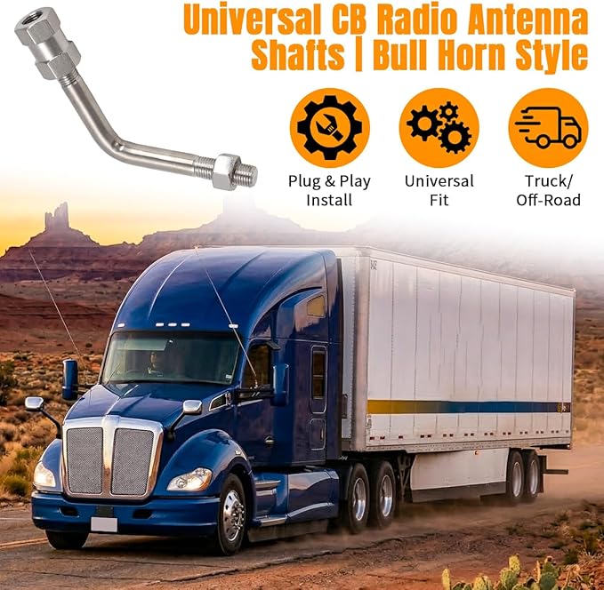 Universal CB Radio Antenna Shafts | Bull Horns – for Truck | Off-Road Stainless Steel (1PC)