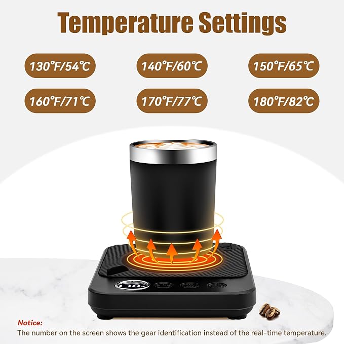 Coffee Mug Warmer Plate 13oz Cup and stainless steel straw, 36W Electric Smart Cup Mug Heater, 6-Temp Settings, 12H Timer, Gifts for Women and Men,Warming and Heating Coffee,Beverage,Candles,Tea,Cocoa