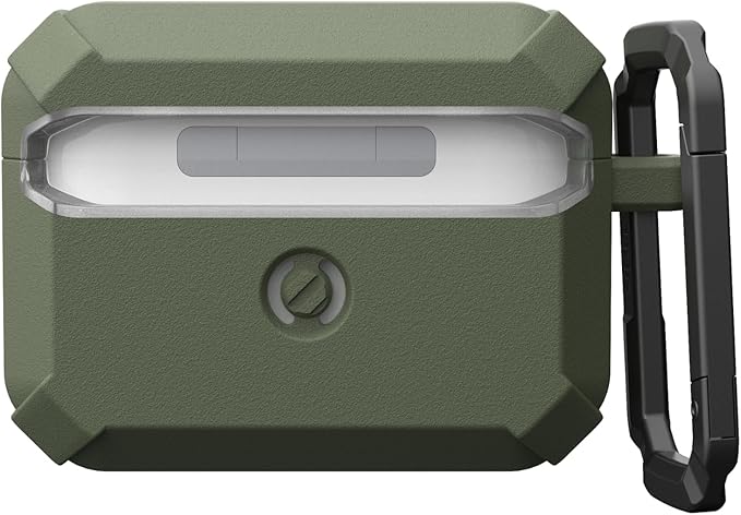 URBAN ARMOR GEAR UAG Designed for AirPods Pro 3rd Gen Case, Rugged Military Grade Drop Proof Protective Cover with Detachable Carabiner Clip & Secure Lip Closure, Plasma Olive