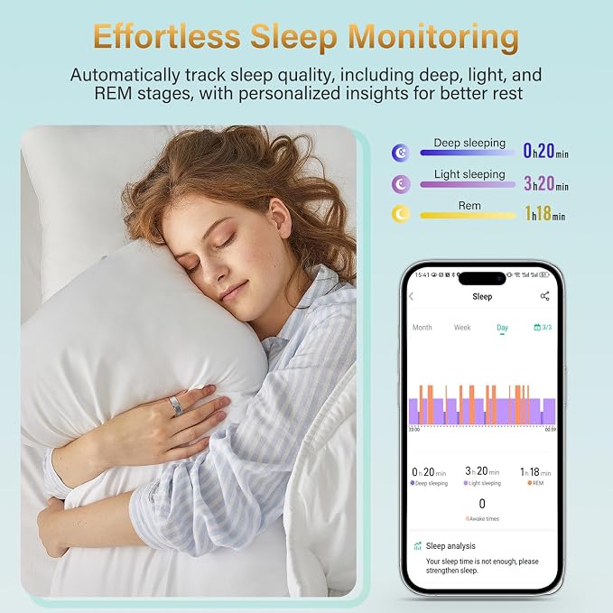 Smart Ring for Women and Men – Fitness & Health Smart Ring with Heart Rate and Sleep Tracking – Waterproof Activity & Wellness Ring Compatible with iPhone and Android (11#)