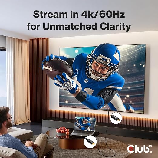 Club 3D 4K 60Hz HDMI to USB Type C Video Cable HDMI 2.0 (Male) to USB Type C (Male) Active Monitor Converter 1.8m/6 Feet CAC-1334