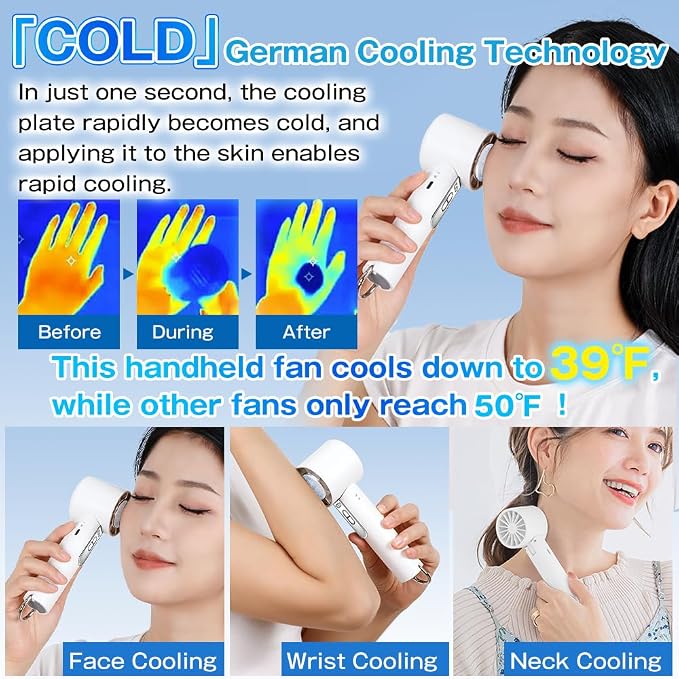 Portable Handheld Fan with Ice Cooling, 1-100 Speeds Fan with LED Display, 12m/s Wind Speed, Portable Fan for Travel, Outdoor, Camping, Hiking (Grey)