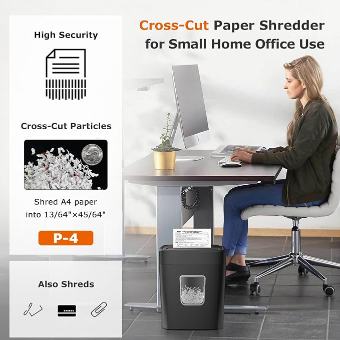 Bonsaii Paper Shredder, 9-Sheet Crosscut Home Office Shredder with 4.2 Gallon Bin, P-4 Security Level Document Shredder Shred Credit Card/Mail/Staple/Clip (C261-C Updated)