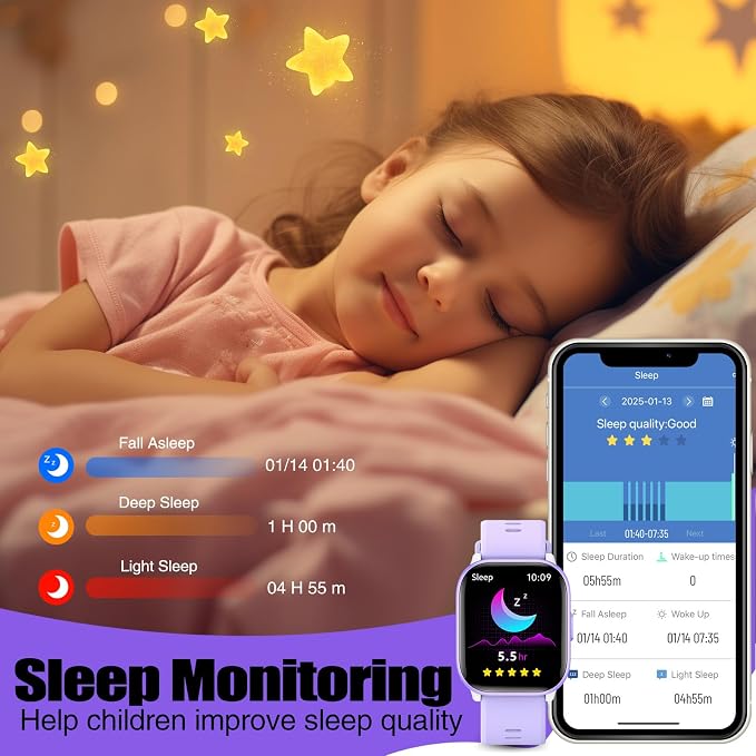 meoonley Kids Watch for Girls Boys with IP68 Waterproof, Girls Watch with 19 Sports Modes, Sleep Tracking, Pedometer, Stopwatch, Kids Activity Tracker, Birthday Gifts for Girls Age 6-15 Years Old