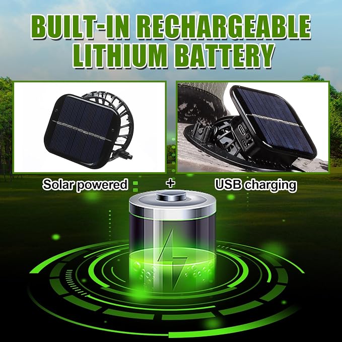 Chuarry Wide Brim Sun Hat with 2 Solar Fans and Neck Flap Outdoor Solar Powered USB Charging Bucket Fishing Hat for Men Women