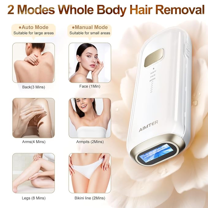 Laser Hair Removal, IPL Hair Removal for Women and Men with 5 °C Sapphire Ice-Cooling Function, 3-in-1 Hair Removal Device for Armpits Back Legs Arms Face Bikini Line, Unlimited Flashes,Painless