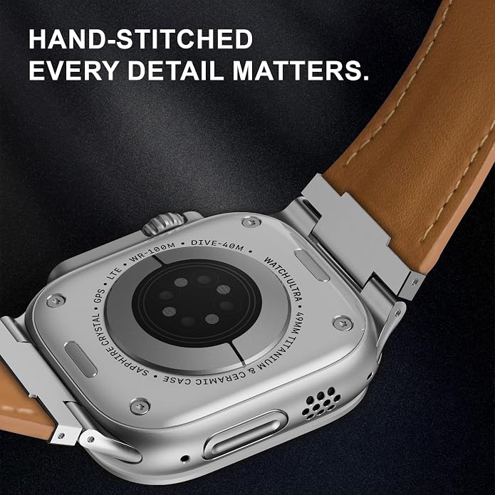 Vintage Genuine Leather Band for Apple Watch Ultra 49mm (2026 Upgrade), Rugged Replacement Strap Compatible with iWatch 46mm 45mm 44mm - for Men Women, Fit Ultra3/2/1, SE 3/2/1, Series11 10/9/8/7/6/5/4