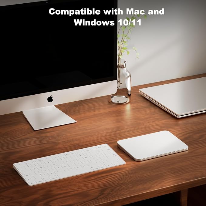 Wireless Trackpad for Mac & Windows with 2.4G USB, 7.5” Glass Surface Touchpad High Precision Multi-Gesture Control, Rechargeable & Portable Track Pad for Computer, MacBook, iMac, Laptop, PC
