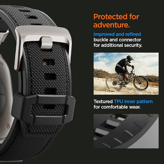 Spigen DuraPro Armor Durable Metal Connector Strap Designed for Apple Watch Band Compatible with Ultra 2/1 49mm, Series 10 46mm, 9/8/7 45mm, SE2/SE/6/5/4 44mm, 3/2/1 42mm