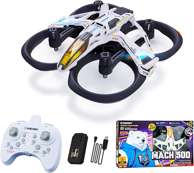 HISINGY MACH 500 Toy Drones for Kids with Replacement Blade Propellers (4 pcs) and High Efficiency Battery Charger,Mini Micro Nano Indoor RC Quadcopter for Age 8-12 10-15 12-14,Kids Drone with LED Lig