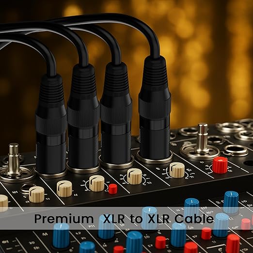 XLR Microphone Cable 10FT 4 Pack, Gold-Plated 3 Pin XLR Male to Female Balanced Mic Audio Cord, AL & OFC Dual Shielded Patch Cable for Speaker, Podcast, Mixer, Amplifier, Recording