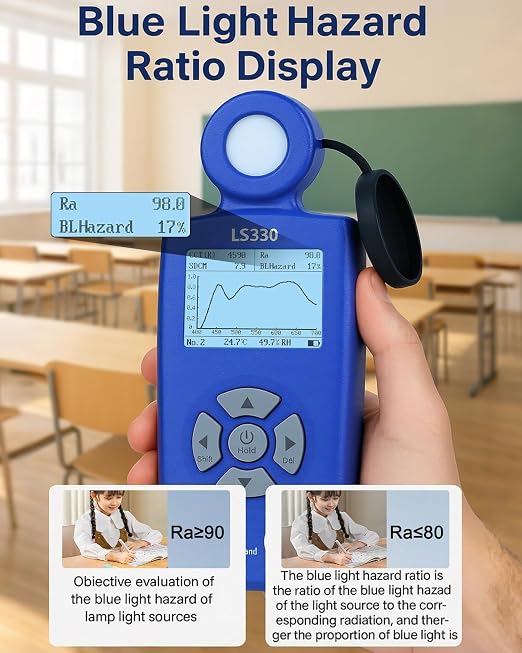Spectrometer PAR Meter, Digital Light Meter High-Precision (0-1,000,000 Lux), Measures Lux/CCT/CRI/UV/Spectral Curve for Plants, Greenhouse, Photography 400-700nm