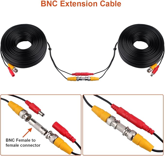 BNC Cable 4x100FT, All-in-One Siamese Video and Power Security Camera Wire, Camera Cable for All Max 5MP HD CCTV DVR Surveillance System (100FT 4PACK, Black)