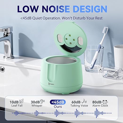 Ultrasonic Retainer Cleaner Machine 48kHz, Dental Cleaning Pod, Ultrasonic Retainer Cleaner for Dentures, Aligners, Mouth Guards, Toothbrush Heads and Jewelry with 200ML Capacity, LAB Supply | Gentle cleaning action works well on mouth guards, toothbru...