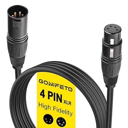 4 Pin XLR Cable,13ft Professional Hi-Fi Shielded 4 Pin XLR Male to Female Balanced Audio Extension Patch Cable for Headphone Headset Microphone,Power Cable for DSLR Camera Monitor Stage Light