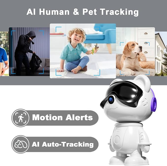 3K Indoor Security Camera for Home – Cute Bear Baby Monitor, Pet Camera & Nanny Cam, 5G/2.4G WiFi, AI Human & Pet Detection with Auto Tracking, IR Night Vision, Two-Way Audio, Privacy Mode, RTSP/ONVIF