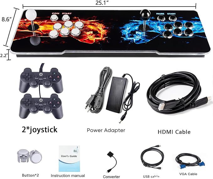 10000 Games in 1 Pandoras Box Arcade Game Console, 3D Double Stick WiFi Arcade Machine for PC, Projector & TV, Favorite List, 4 Players Online