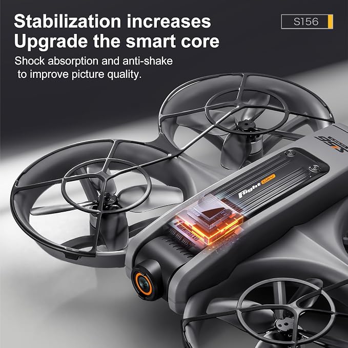 ikaufen S156 Brushless Drone with Dual Camera, Optical Flow Hover, 90° Adjustable Lens, 50X Zoom, 12.5cm Screen Remote Control, LED Night Lights, RC Quadcopter for Beginners (S156 Big screen control (Dark grey))
