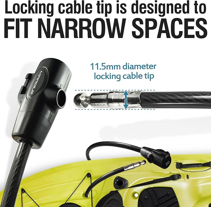 MARQUE Bike Lock with Key – 3/8” (4Ft, 7Ft, 15Ft, 25Ft) Straight Cable Locks with Keys, Anti-Theft Security Cable for Bicycles, Scooters, Kayaks, Paddle Boards, Gates