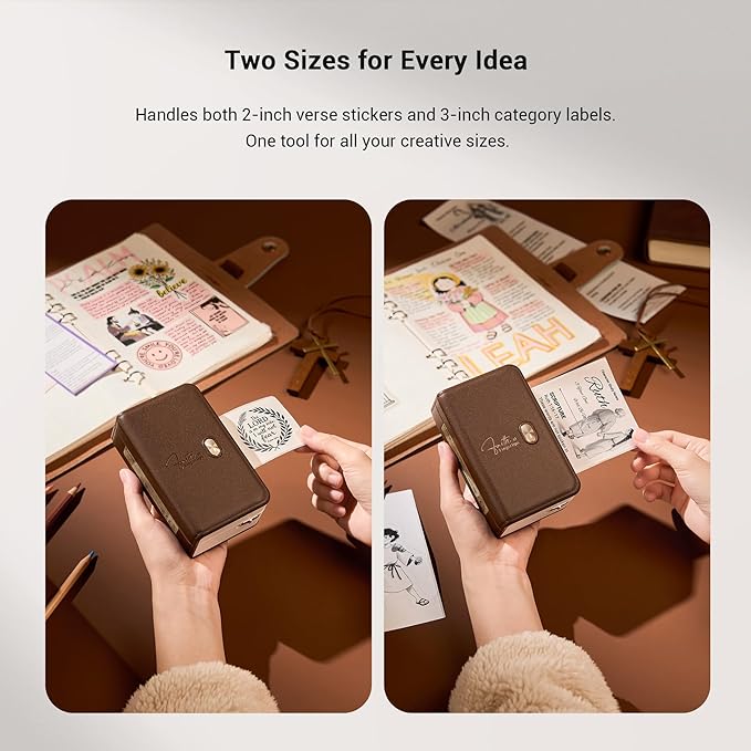 Bible Study Journal Accessories, Mini Thermal Printer FP31, Christian Gifts for Women Kids Confirmation Baptisms Religious Birthday Index Tabs, Compatible with 2" & 3" Stickers, with 4 Rolls