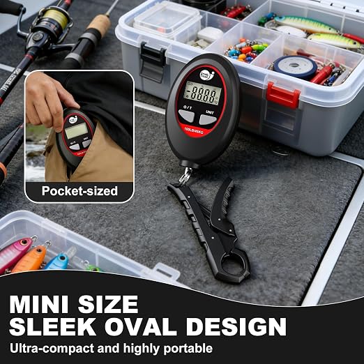 SNAIL TRAIL 100 lbs Digital Fishing Weight Scale & 4.6'' Fish Lip Gripper, LCD Display, Multi-Unit (LB, KG, LB:OZ), Portable Electric Tournament Bass Weigher for Anglers