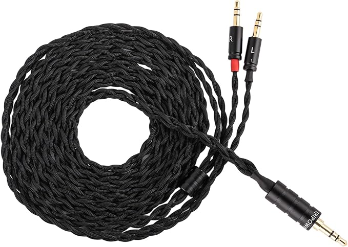 Linsoul Tripowin Nova Monitor Headphone Cable, Over-Ear Headphone Wire, 4-Strand Silver Foil/OCC Hybrid Upgrade Cable, 2M, Dual 3.5mm to 4.4mm/3.5mm/XLR Plug, for Musicians Audiophiles (3.5mm, Black)