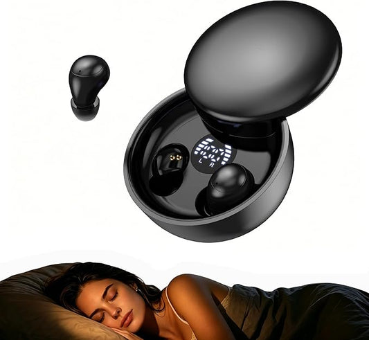 Invisible Earbuds for Sleep, Mini Earbuds Small Earbuds – Ergonomic Bluetooth Wireless Earbuds with Premium Sound and One-Step Auto Pairing (Black)