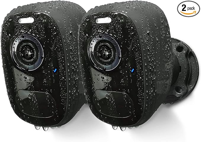 Magnetic Security Cameras Wireless Outdoor - Home Battery Powered WiFi Camera 2K Video/Color Night Vision/AI Motion Detection Siren Alarm and Spotlight 2-Way Audio Waterproof SD/Cloud (Black(2pcs))