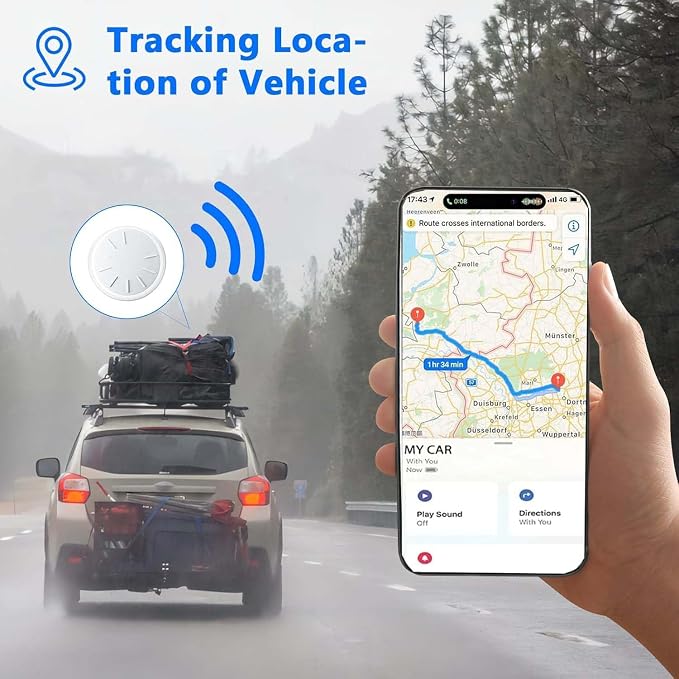 GPS Tracker for Vehicles, 4PCS Real Time Tracker Device for Vehicles, Work with Find My (iOS Only), MINI Magnetic Car Tracker Device Hidden, Waterproof Car Tracker