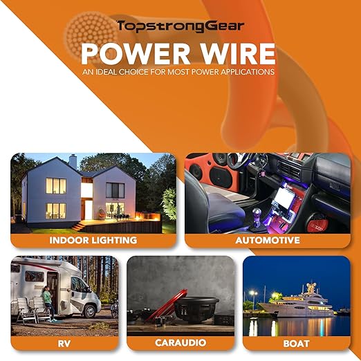 TOPSTRONGGEAR 0 Gauge 25ft Black and 25ft Red Power/Ground Wire True 0 AWG Power Wire-True Spec and Soft Touch Cable