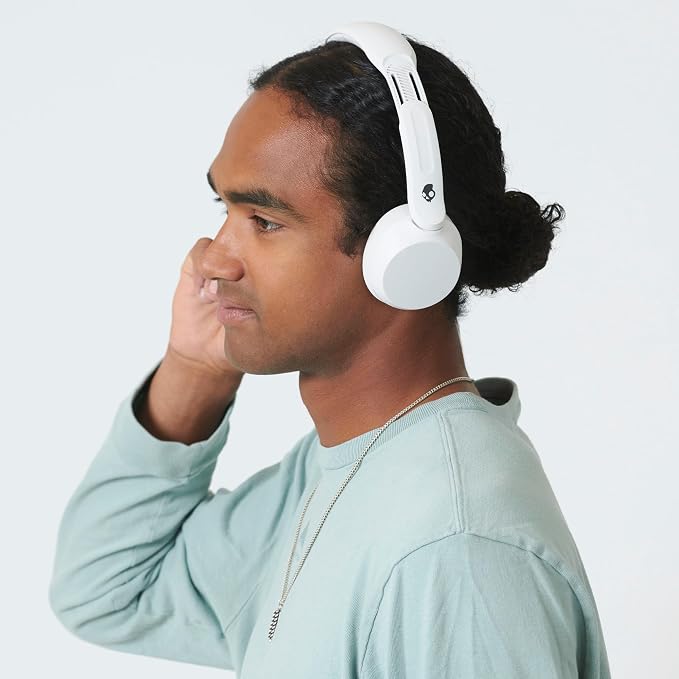 Skullcandy Icon 180 Wireless On-Ear Bluetooth Headphones, Up to 50 Hours Battery, Lightweight and Travel Ready, Secure Fit, Sweat and Water Resistant, Microphone iPhone Android - Bone