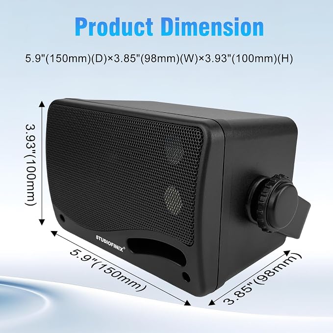 STUDIOFINIX 3.5" Outdoor Bluetooth Speakers Wired Waterproof, 400W 3 Way Upgrade Premium Wall Mount Speakers, Durable Mountable Loud Sound System for Patio Indoor Deck Garage (Black 2 Pairs)