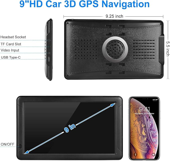 GPS Navigator for Car Truck RV, 9-Inch HD Touchscreen GPS for Car with 2026 Maps Free Lifetime Updates, Voice Turn-by-Turn Guidance, Speed & Red Light Camera Alerts, Custom Truck Routing