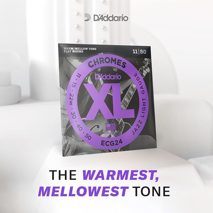 D'Addario XL Chromes Flat Wound Bass Guitar Strings - ECB81M - Medium Scale - Regular Light, 45-100