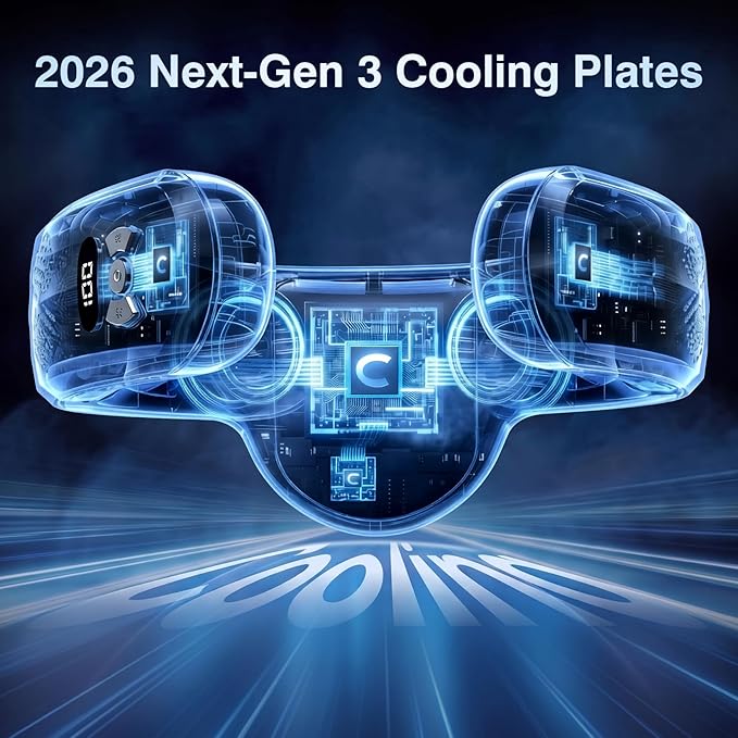 Portable Neck Fan Air Conditioner,2026 Wearable Neck Cooler with 3 Cooling Plates,4739 sq mm Cooling Area,3D Airflow,6000mAh USB-C Rechargeable Personal Fan,Quiet Cooling Fan for Travel Office Outdoor