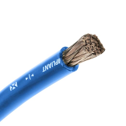 NVX XW0BL10 10 ft. Roll of Metallic Powder Blue EnvyFlex True Spec 1/0-Gauge Power/Ground Wire Cable