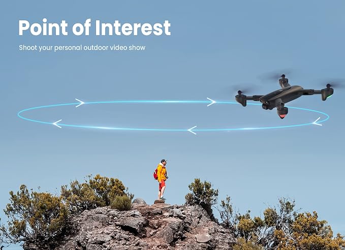 UranHub Drone with Camera 4K UHD for Adults, GPS Foldable FPV RC Quadcopte for Beginners with 2 Batteries, Auto Return, Follow Me, Gesture Control, Point of Interest, Waypoints, Black