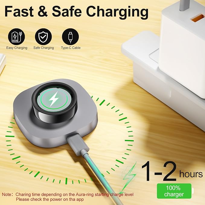 Compatible with Aura-Ring Gen 4 Charger Size 7, Safe & Fast Charging Dock | Replacement Portable Quick Charger with USB-C Cable, Bedside Charging Accessories for Traveling, Sleeping or Daily Life