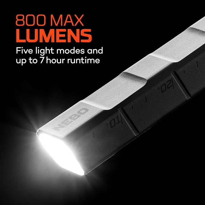 NEBO Edge 800 Pen Light | 800 Lumen Rechargeable LED Flashlight with Defensive Strobe, USB-C Rechargeable, Water-Resistant, Pocket Clip, Tactical Inspection Light for Mechanics, Technicians & EDC