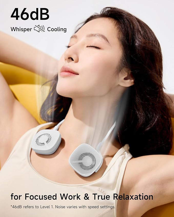 BENEUNDER Portable Neck Fan, 3.9oz Mini Small Personal Fan with Rechargeable Battery, 8000RPM Turbo Cooling, Ultra-Lightweight for Travel, Outdoor, Office & On-the-Go, Hair-Safe Design