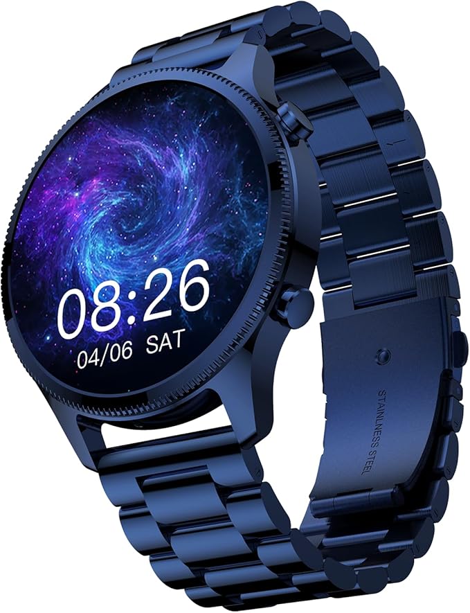 Noise Halo Premium Metallic Smartwatch, 1.43" AMOLED Display, 7 Day Battery, BT Calling (Make/Answer), Dust & Water Resistant, 100+ Sport Modes, NoiseFit App Supprt, 1 Year Warranty (Elite Blue)